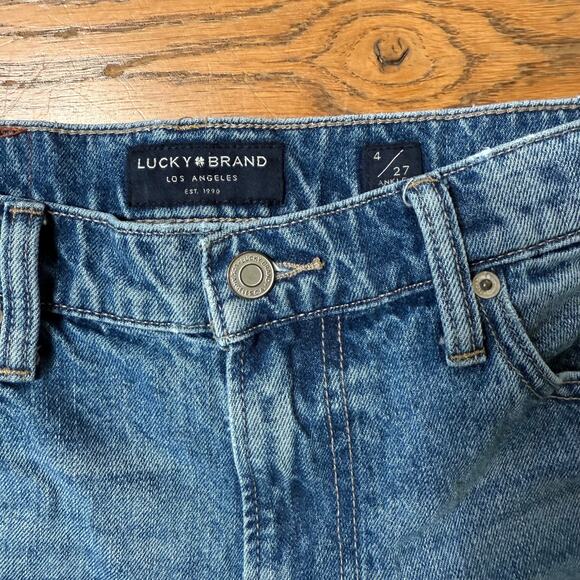 Lucky Brand High Rise Ankle Mom Jean Drew SZ 4/27 Med Wash Raw Hem Boho Classic - Picture 3 of 7